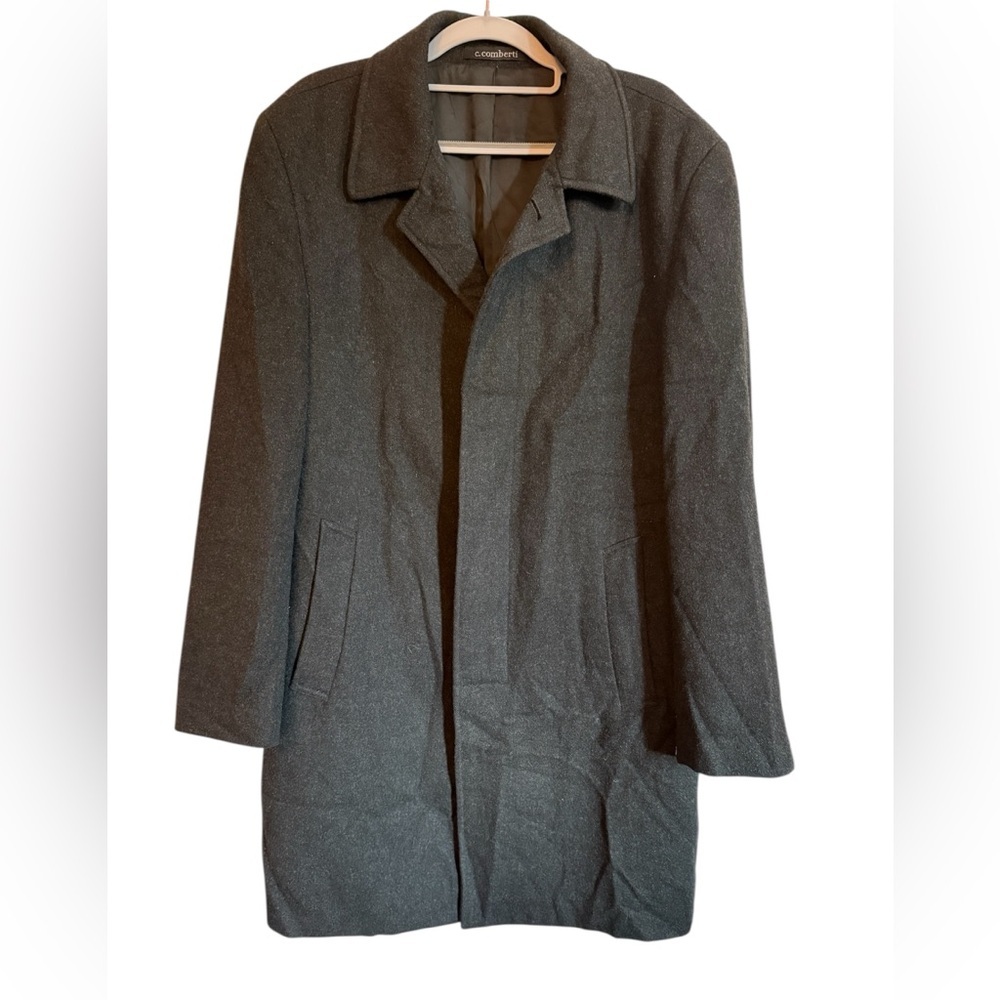 C. Comberti black wool blend coat.